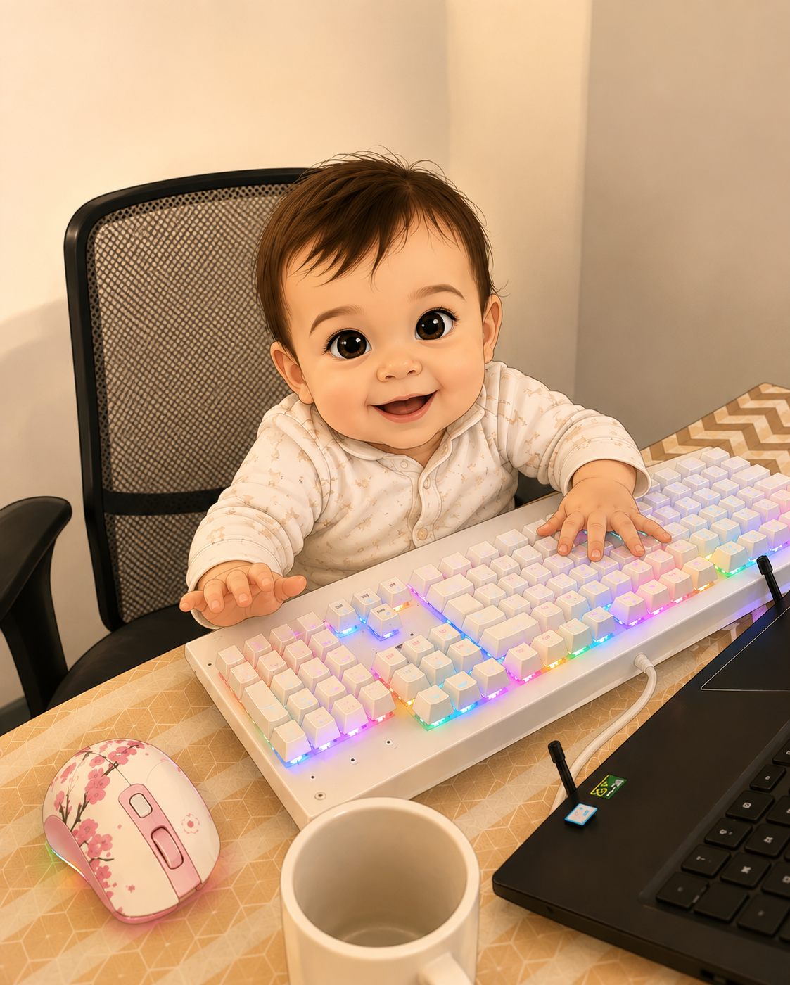 Home office com a mamãe